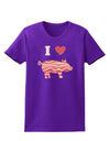 I Heart My Bacon Pig Silhouette Womens Dark T-Shirt by TooLoud-TooLoud-Purple-X-Small-Davson Sales