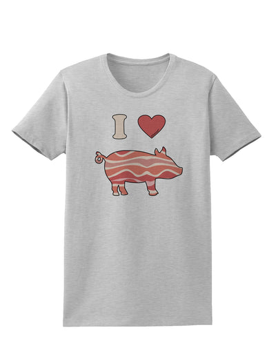 I Heart My Bacon Pig Silhouette Womens T-Shirt by TooLoud-Womens T-Shirt-TooLoud-AshGray-X-Small-Davson Sales