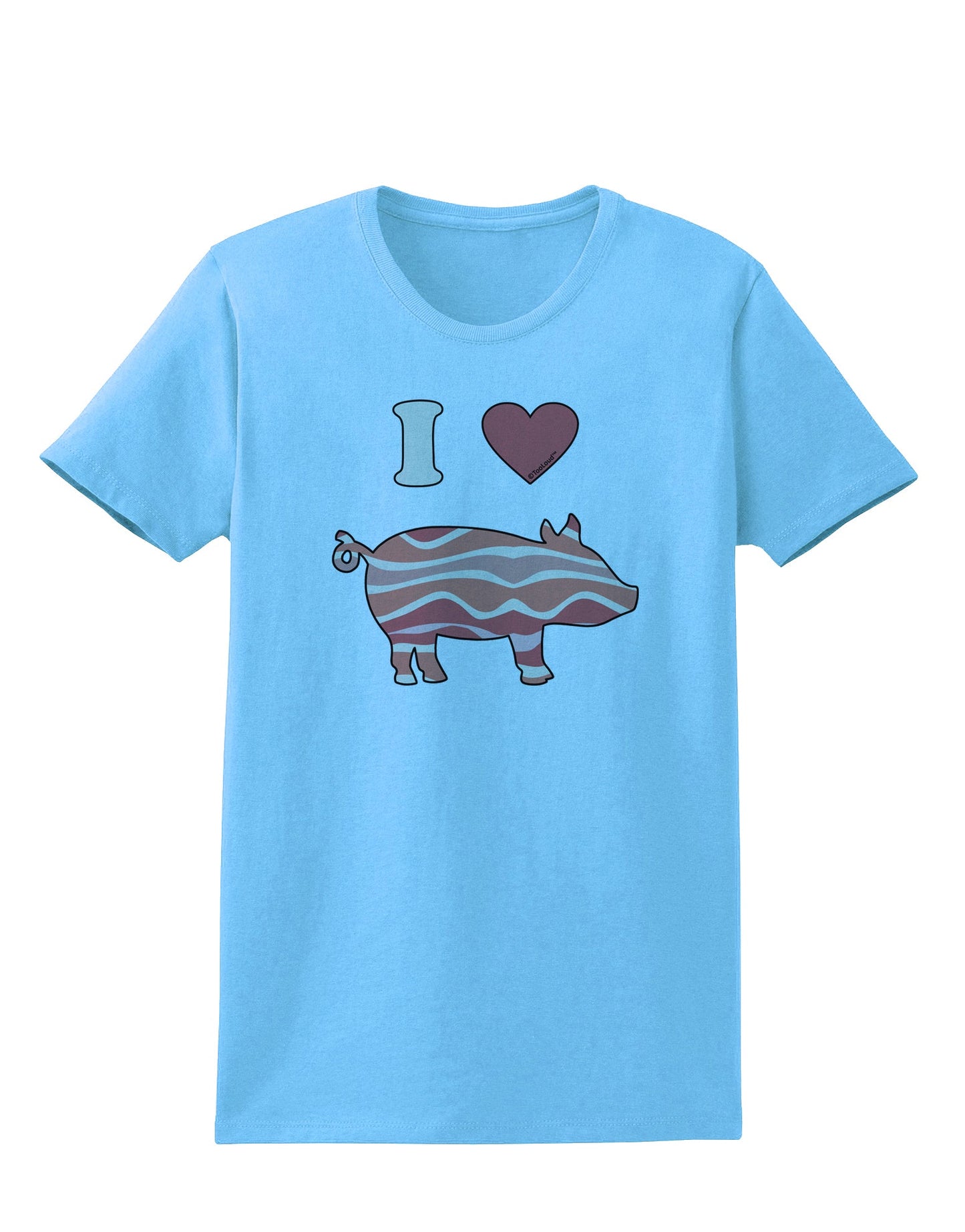 I Heart My Bacon Pig Silhouette Womens T-Shirt by TooLoud-Womens T-Shirt-TooLoud-Aquatic-Blue-X-Small-Davson Sales