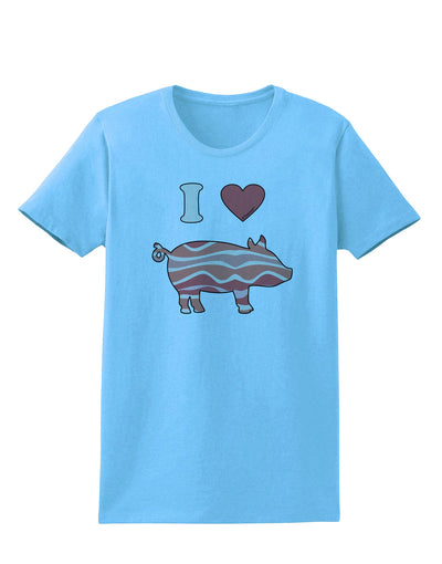 I Heart My Bacon Pig Silhouette Womens T-Shirt by TooLoud-Womens T-Shirt-TooLoud-Aquatic-Blue-X-Small-Davson Sales