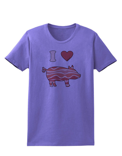 I Heart My Bacon Pig Silhouette Womens T-Shirt by TooLoud-Womens T-Shirt-TooLoud-Violet-X-Small-Davson Sales