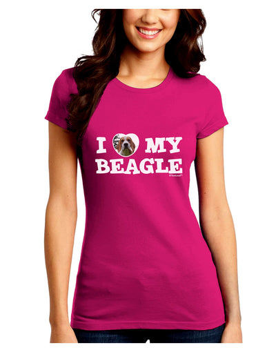 I Heart My Beagle Juniors Crew Dark T-Shirt by TooLoud-T-Shirts Juniors Tops-TooLoud-Hot-Pink-Juniors Fitted Small-Davson Sales