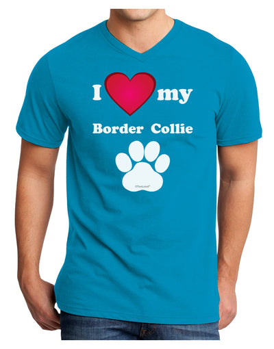 I Heart My Border Collie Adult Dark V-Neck T-Shirt by TooLoud-TooLoud-Turquoise-Small-Davson Sales