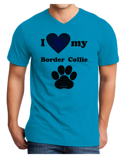 I Heart My Border Collie Adult V-Neck T-shirt by TooLoud-Mens V-Neck T-Shirt-TooLoud-Turquoise-Small-Davson Sales