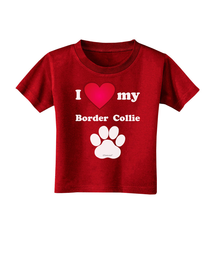 I Heart My Border Collie Toddler T-Shirt Dark by TooLoud-Toddler T-Shirt-TooLoud-Black-2T-Davson Sales