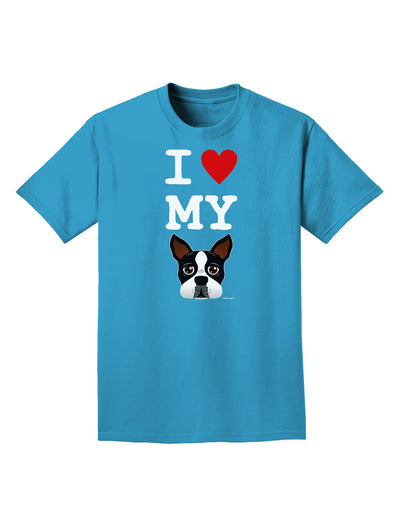 I Heart My Boston Terrier Adult Dark T-Shirt-Mens T-Shirt-TooLoud-Turquoise-Small-Davson Sales