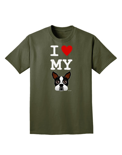 I Heart My Boston Terrier Adult Dark T-Shirt-Mens T-Shirt-TooLoud-Military-Green-Small-Davson Sales