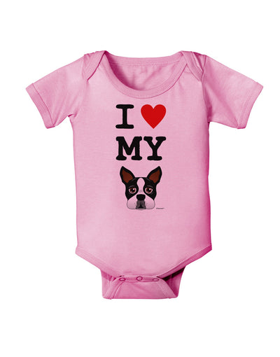 I Heart My Boston Terrier Baby Romper Bodysuit-Baby Romper-TooLoud-Light-Pink-06-Months-Davson Sales