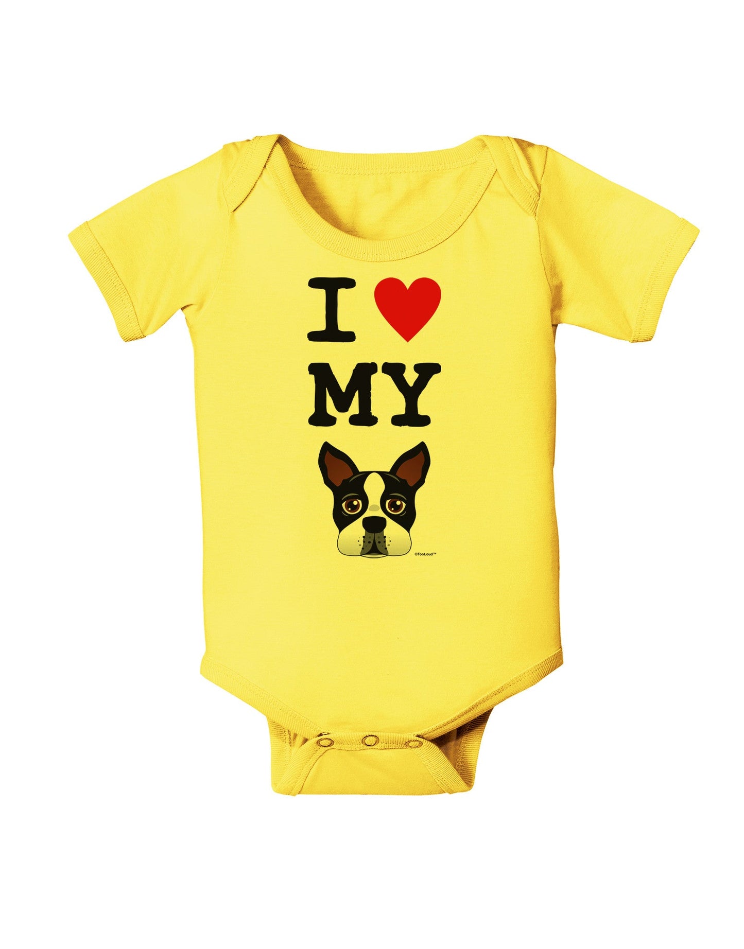 I Heart My Boston Terrier Baby Romper Bodysuit-Baby Romper-TooLoud-Yellow-06-Months-Davson Sales