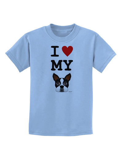 I Heart My Boston Terrier Childrens T-Shirt-Childrens T-Shirt-TooLoud-Light-Blue-X-Small-Davson Sales