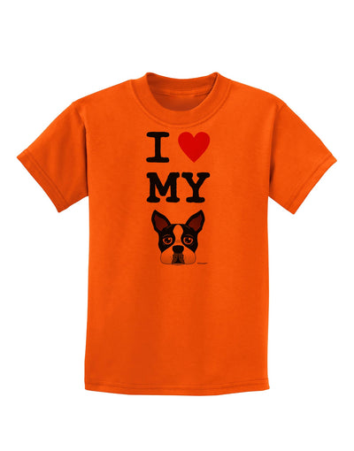 I Heart My Boston Terrier Childrens T-Shirt-Childrens T-Shirt-TooLoud-Orange-X-Small-Davson Sales