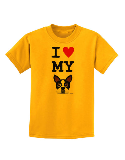 I Heart My Boston Terrier Childrens T-Shirt-Childrens T-Shirt-TooLoud-Gold-X-Small-Davson Sales