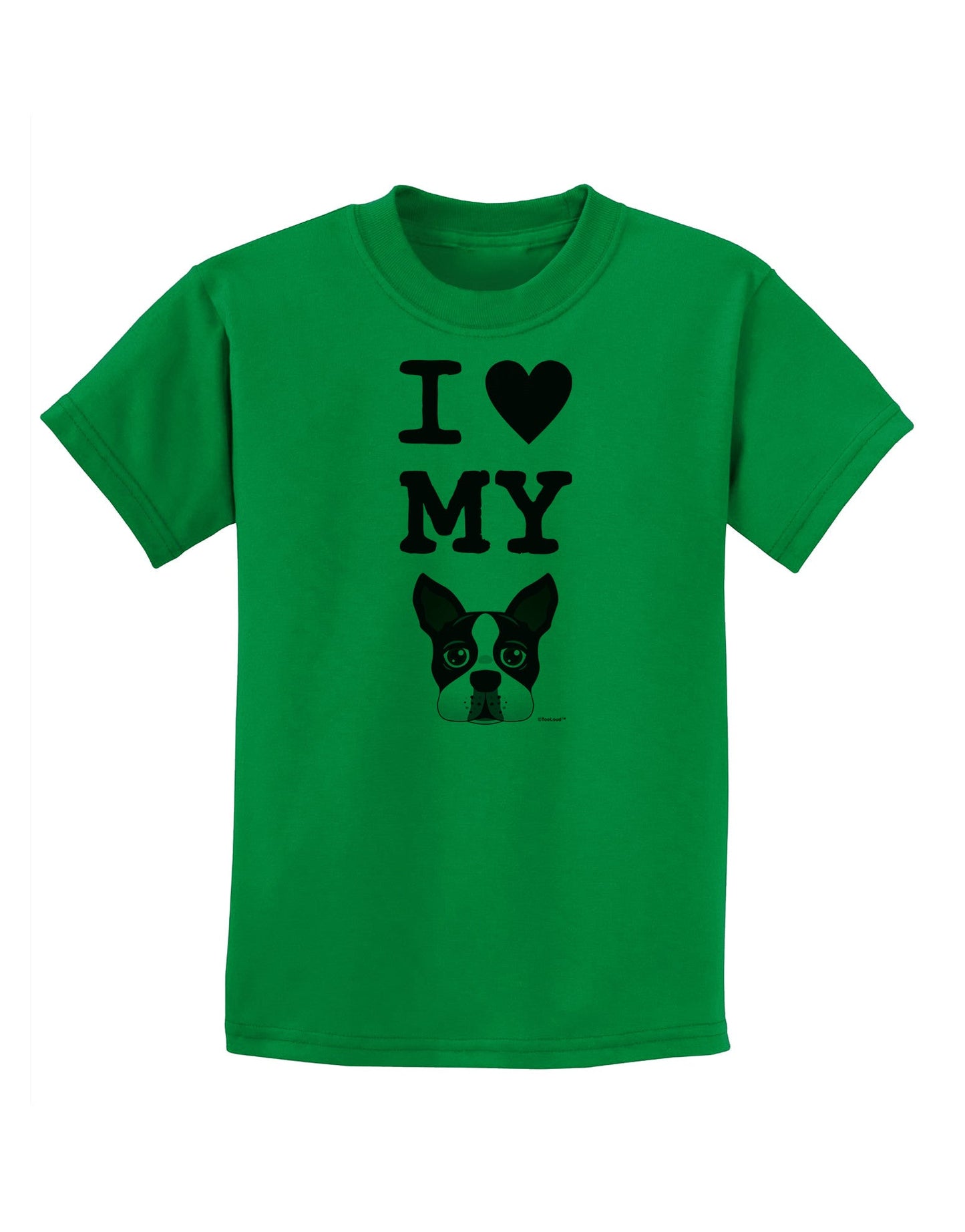 I Heart My Boston Terrier Childrens T-Shirt-Childrens T-Shirt-TooLoud-Kelly-Green-X-Small-Davson Sales