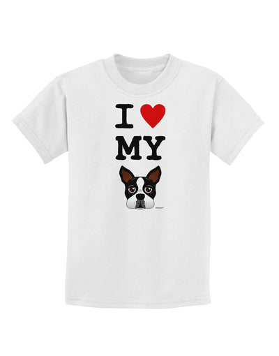 I Heart My Boston Terrier Childrens T-Shirt-Childrens T-Shirt-TooLoud-White-X-Small-Davson Sales