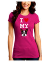 I Heart My Boston Terrier Juniors Crew Dark T-Shirt-T-Shirts Juniors Tops-TooLoud-Hot-Pink-Juniors Fitted Small-Davson Sales