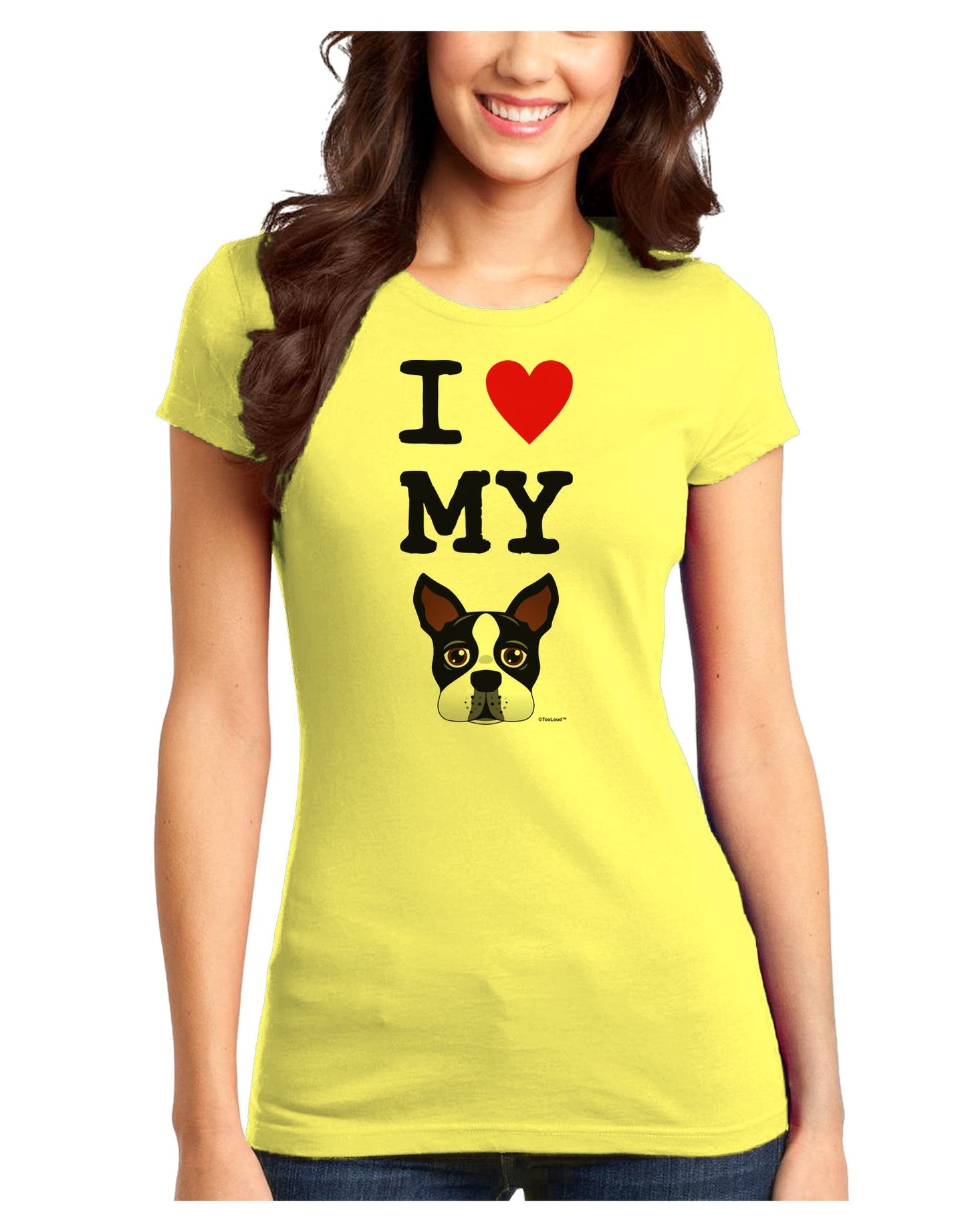 I Heart My Boston Terrier Juniors T-Shirt-Womens Juniors T-Shirt-TooLoud-Yellow-Juniors Fitted X-Small-Davson Sales