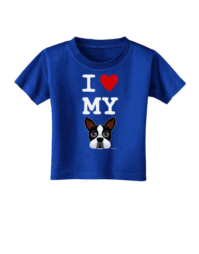 I Heart My Boston Terrier Toddler T-Shirt Dark-Toddler T-Shirt-TooLoud-Red-2T-Davson Sales