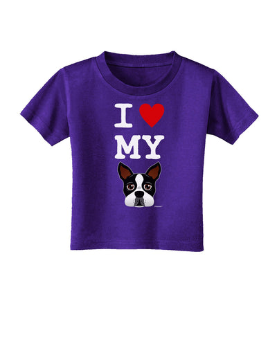 I Heart My Boston Terrier Toddler T-Shirt Dark-Toddler T-Shirt-TooLoud-Purple-2T-Davson Sales