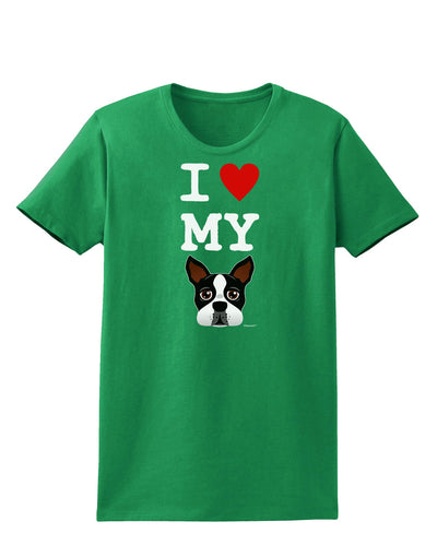 I Heart My Boston Terrier Womens Dark T-Shirt-TooLoud-Kelly-Green-X-Small-Davson Sales