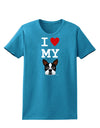 I Heart My Boston Terrier Womens Dark T-Shirt-TooLoud-Turquoise-X-Small-Davson Sales