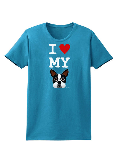 I Heart My Boston Terrier Womens Dark T-Shirt-TooLoud-Turquoise-X-Small-Davson Sales