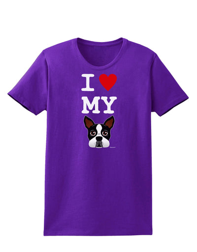 I Heart My Boston Terrier Womens Dark T-Shirt-TooLoud-Purple-X-Small-Davson Sales