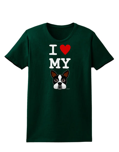 I Heart My Boston Terrier Womens Dark T-Shirt-TooLoud-Forest-Green-Small-Davson Sales