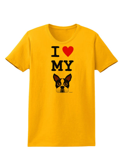 I Heart My Boston Terrier Womens T-Shirt-Womens T-Shirt-TooLoud-Gold-X-Small-Davson Sales