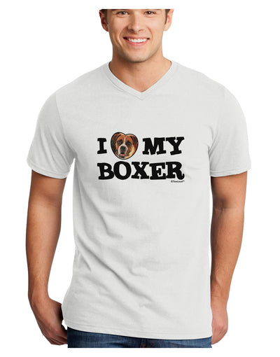 I Heart My Boxer Adult V-Neck T-shirt by TooLoud-Mens V-Neck T-Shirt-TooLoud-White-Small-Davson Sales