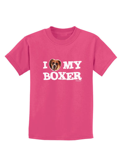 I Heart My Boxer Childrens Dark T-Shirt by TooLoud-Childrens T-Shirt-TooLoud-Sangria-X-Small-Davson Sales