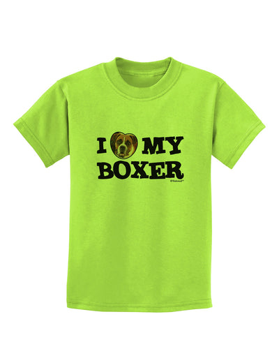 I Heart My Boxer Childrens T-Shirt by TooLoud-Childrens T-Shirt-TooLoud-Lime-Green-X-Small-Davson Sales