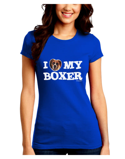 I Heart My Boxer Juniors Crew Dark T-Shirt by TooLoud-T-Shirts Juniors Tops-TooLoud-Royal-Blue-Juniors Fitted Small-Davson Sales