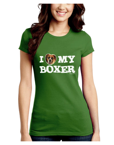 I Heart My Boxer Juniors Crew Dark T-Shirt by TooLoud-T-Shirts Juniors Tops-TooLoud-Kiwi-Green-Juniors Fitted X-Small-Davson Sales