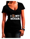 I Heart My Boxer Juniors V-Neck Dark T-Shirt by TooLoud-Womens V-Neck T-Shirts-TooLoud-Black-Juniors Fitted Small-Davson Sales