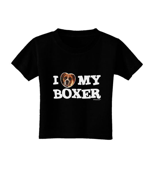I Heart My Boxer Toddler T-Shirt Dark by TooLoud-Toddler T-Shirt-TooLoud-Black-2T-Davson Sales