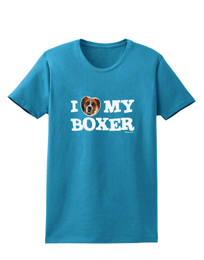 I Heart My Boxer Womens Dark T-Shirt by TooLoud-Womens T-Shirt-TooLoud-Turquoise-X-Small-Davson Sales