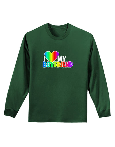 I Heart My Boyfriend - Rainbow Adult Long Sleeve Dark T-Shirt-TooLoud-Dark-Green-Small-Davson Sales