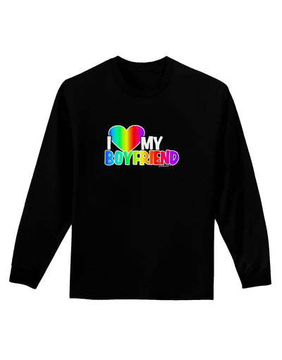 I Heart My Boyfriend - Rainbow Adult Long Sleeve Dark T-Shirt-TooLoud-Black-Small-Davson Sales