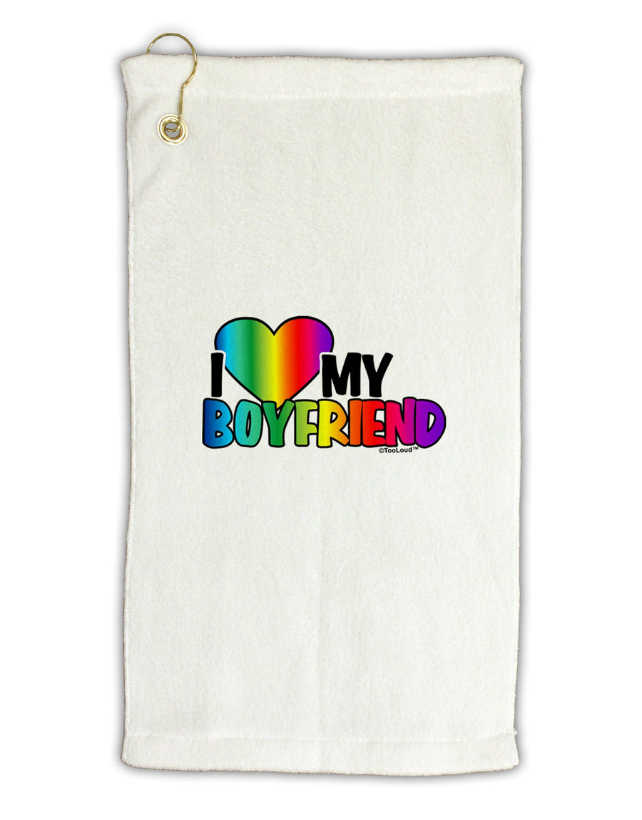 I Heart My Boyfriend - Rainbow Micro Terry Gromet Golf Towel 16 x 25 inch-Golf Towel-TooLoud-White-Davson Sales