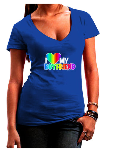 I Heart My Boyfriend - Rainbow Womens V-Neck Dark T-Shirt-Womens V-Neck T-Shirts-TooLoud-Royal-Blue-Juniors Fitted Small-Davson Sales