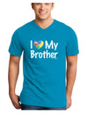 I Heart My Brother - Autism Awareness Adult Dark V-Neck T-Shirt by TooLoud-Mens V-Neck T-Shirt-TooLoud-Turquoise-Small-Davson Sales