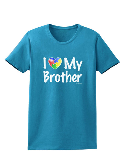 I Heart My Brother - Autism Awareness Womens Dark T-Shirt by TooLoud-Womens T-Shirt-TooLoud-Turquoise-X-Small-Davson Sales