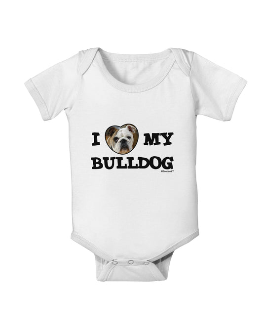 I Heart My Bulldog Baby Romper Bodysuit by TooLoud-Baby Romper-TooLoud-White-06-Months-Davson Sales