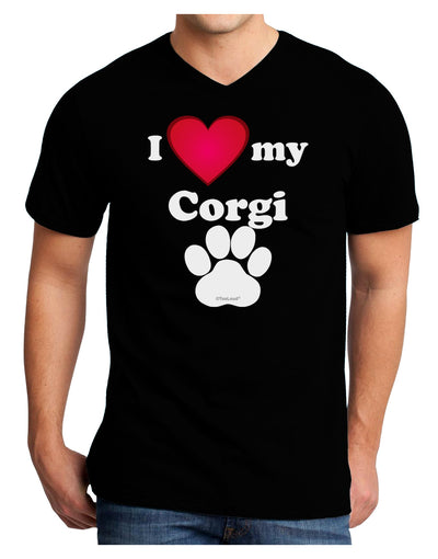 I Heart My Corgi Adult Dark V-Neck T-Shirt by TooLoud-TooLoud-Black-Small-Davson Sales