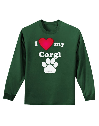 I Heart My Corgi Adult Long Sleeve Dark T-Shirt by TooLoud-TooLoud-Dark-Green-Small-Davson Sales