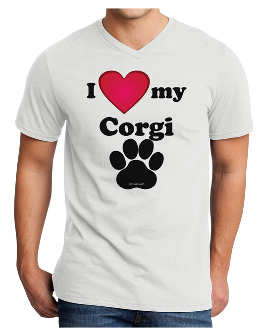 I Heart My Corgi Adult V-Neck T-shirt by TooLoud-Mens V-Neck T-Shirt-TooLoud-White-Small-Davson Sales