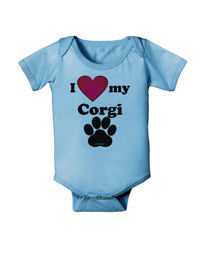 I Heart My Corgi Baby Romper Bodysuit by TooLoud-TooLoud-LightBlue-06-Months-Davson Sales