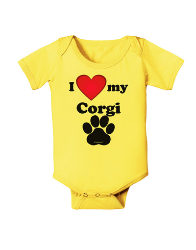 I Heart My Corgi Baby Romper Bodysuit by TooLoud-TooLoud-Yellow-06-Months-Davson Sales