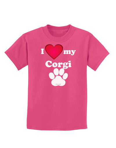 I Heart My Corgi Childrens Dark T-Shirt by TooLoud-Childrens T-Shirt-TooLoud-Sangria-X-Small-Davson Sales