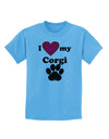 I Heart My Corgi Childrens T-Shirt by TooLoud-TooLoud-Aquatic-Blue-X-Small-Davson Sales